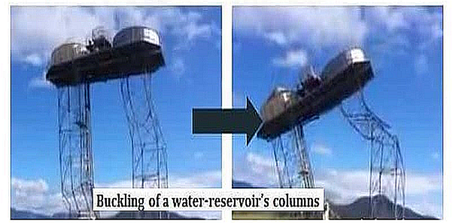 Buckling of water reservoir columns under load